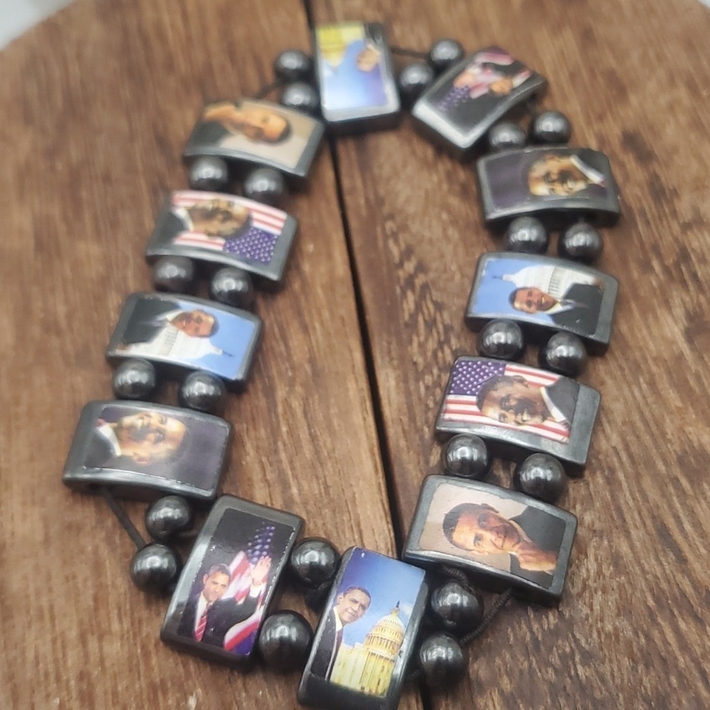 Hematite Barack Obama‎ bracelet B2309 collectible